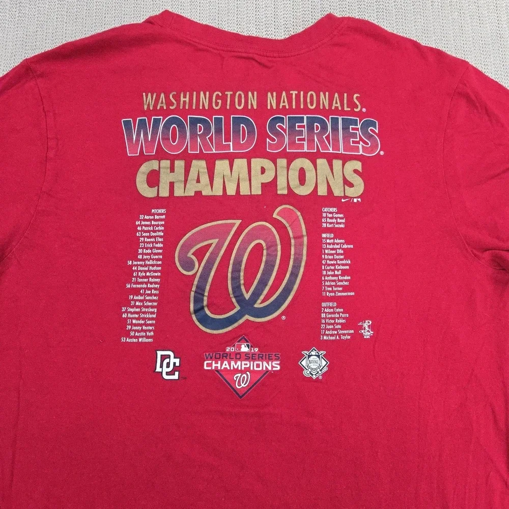 Nike Washington Nationals Shirt Mens Large Red MLB World‎ Series Champions